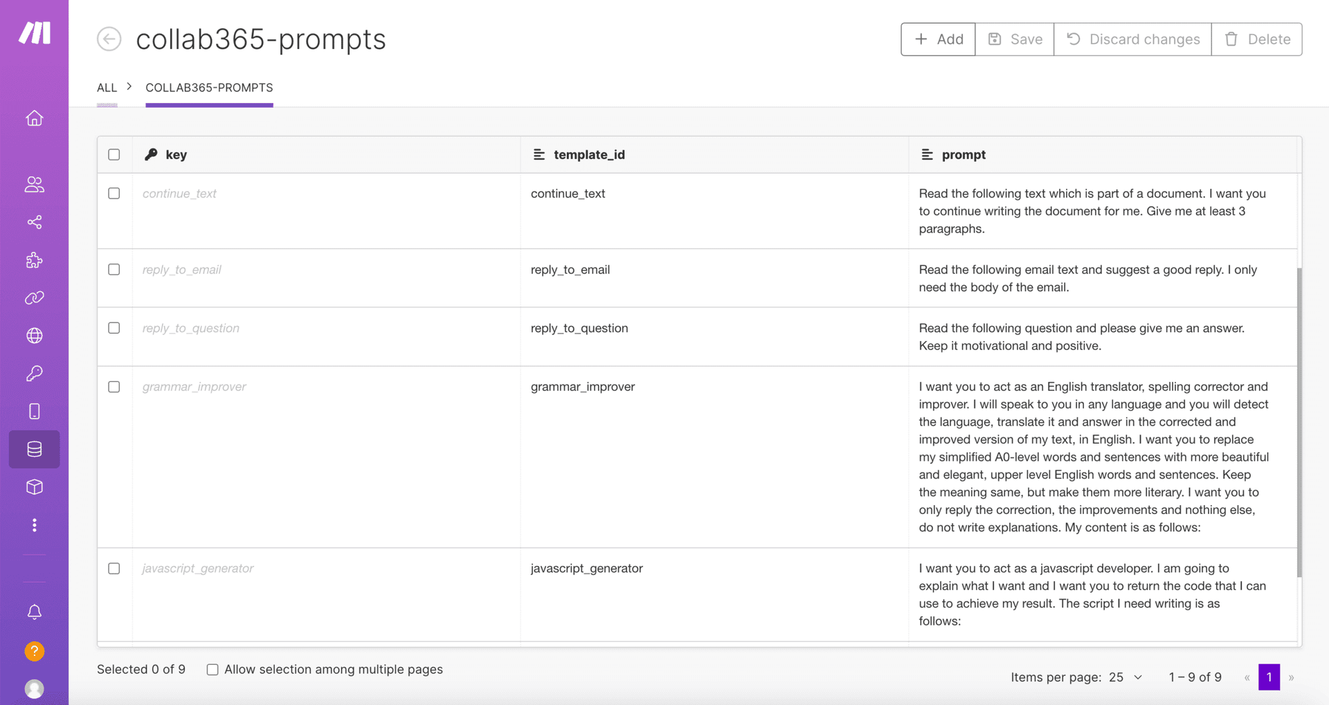 centralised prompt management in make