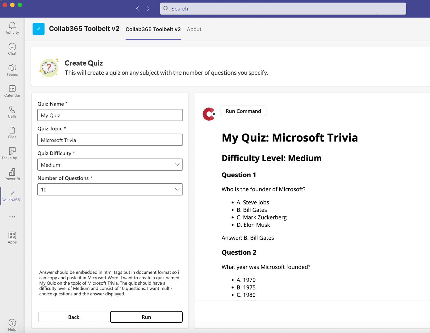 collab365 quiz tool created by another tool