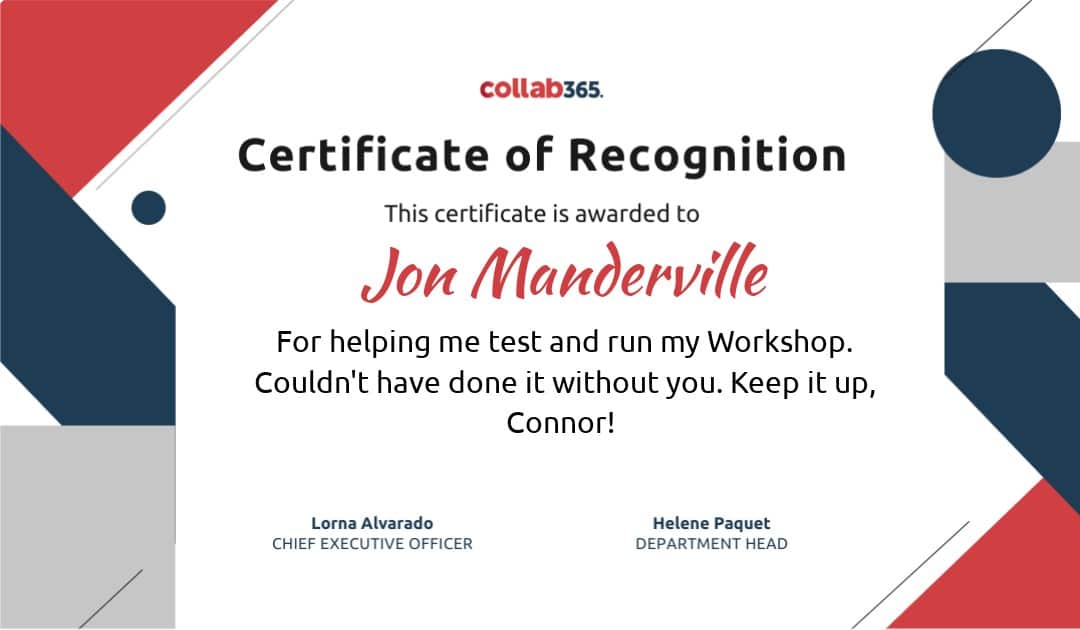 employee recognition card