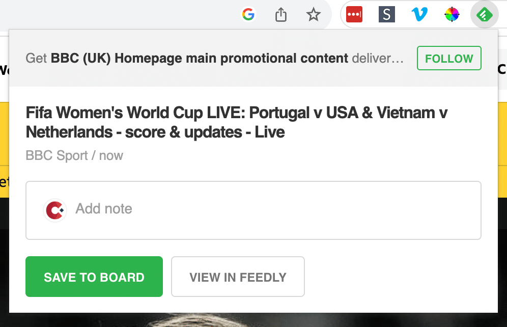 Feedly save to board