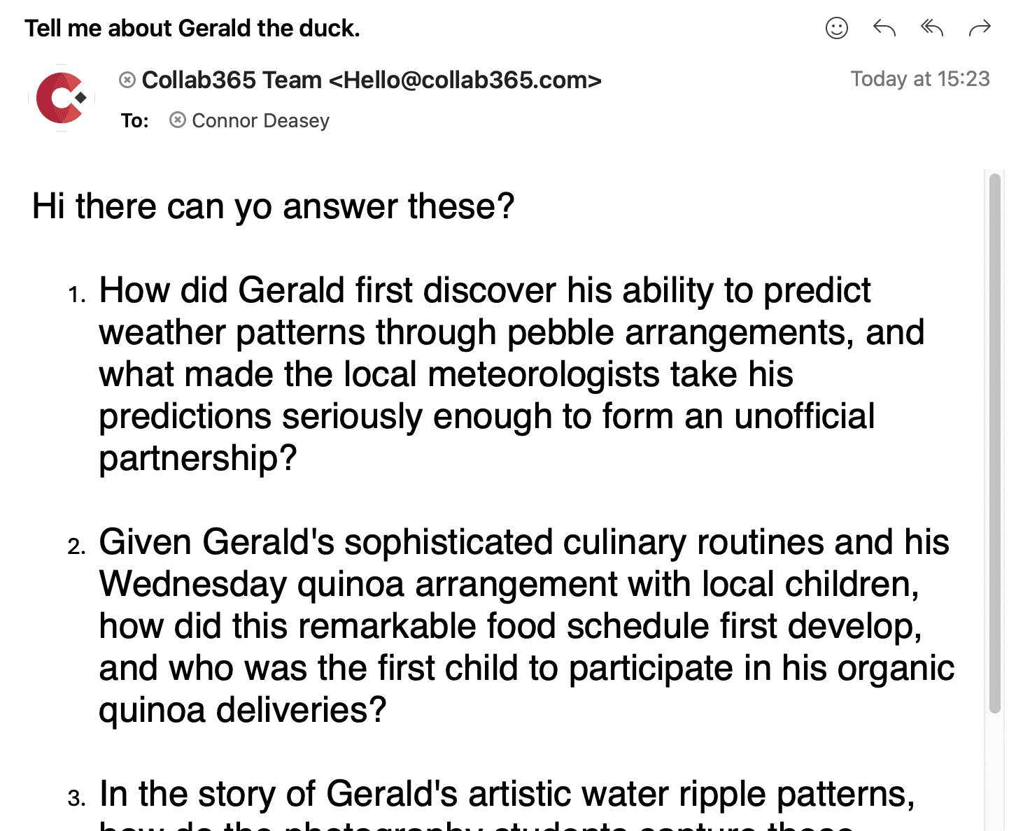 gerald the duck email