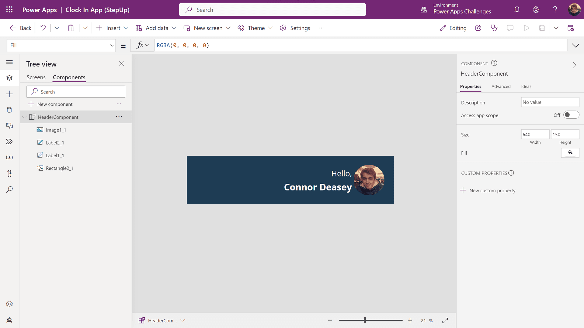 header component build