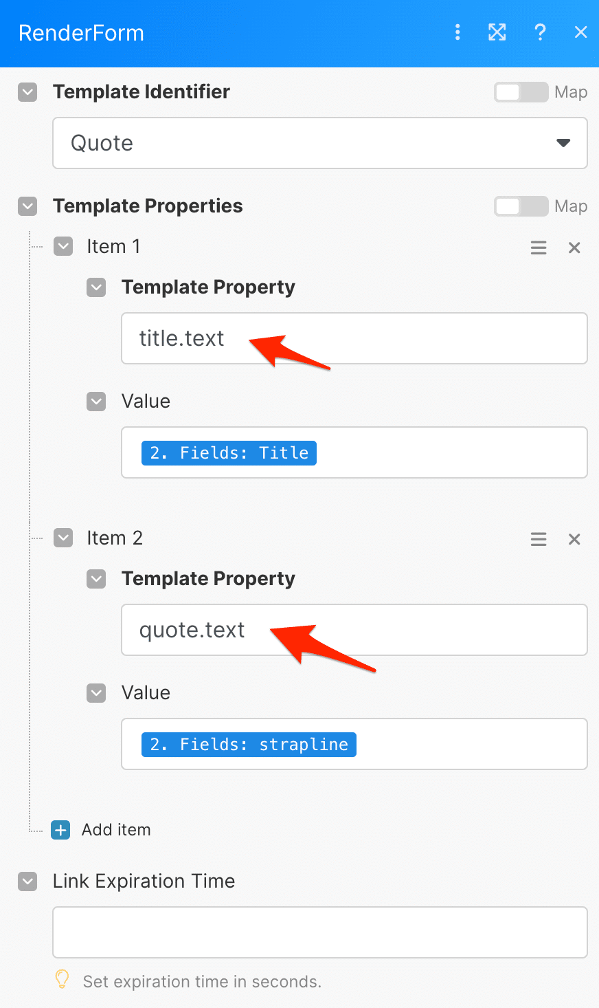 how to pass the values to renderform