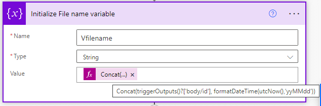 initialize file name variable