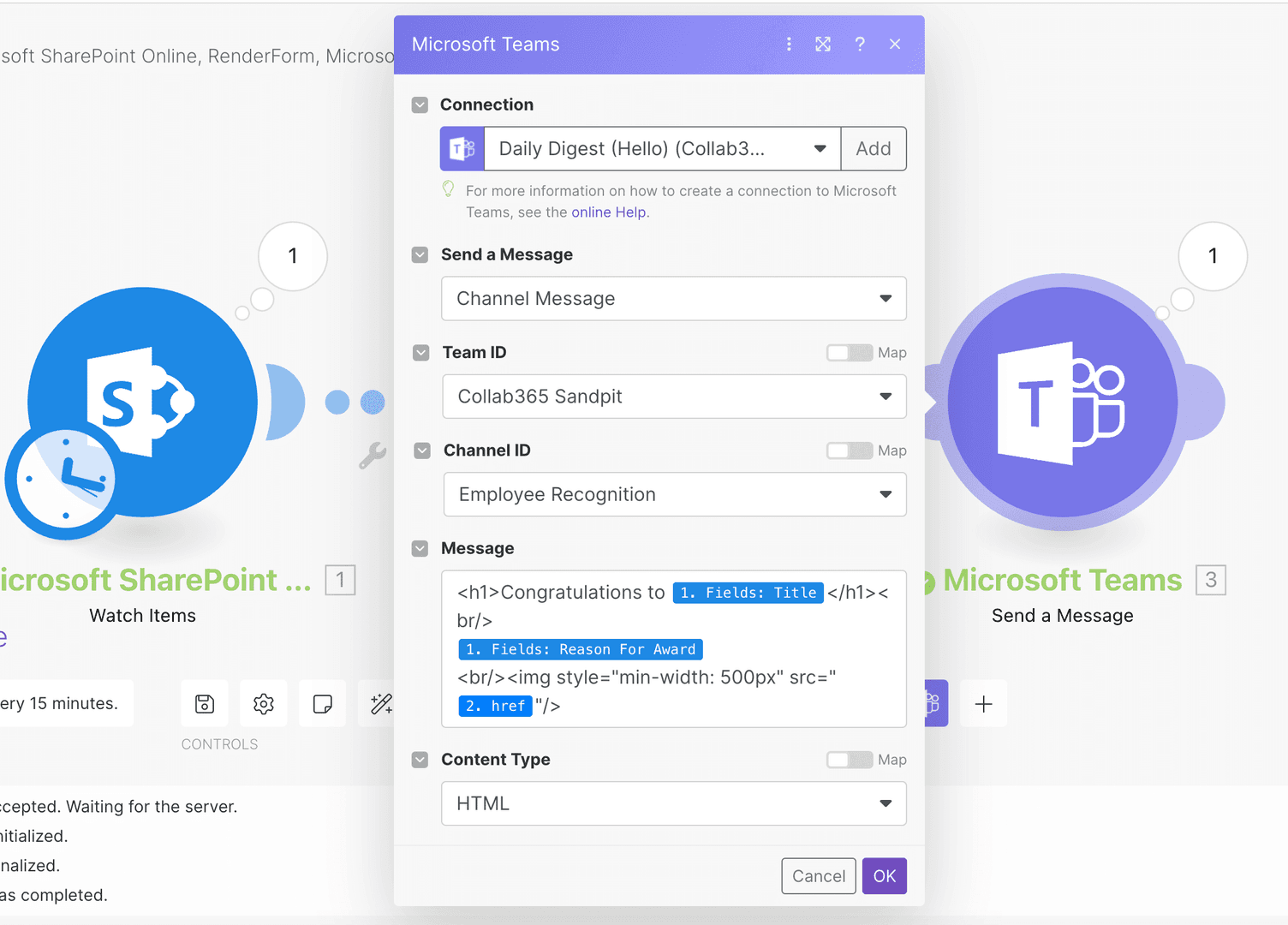 microsoft teams configured in make