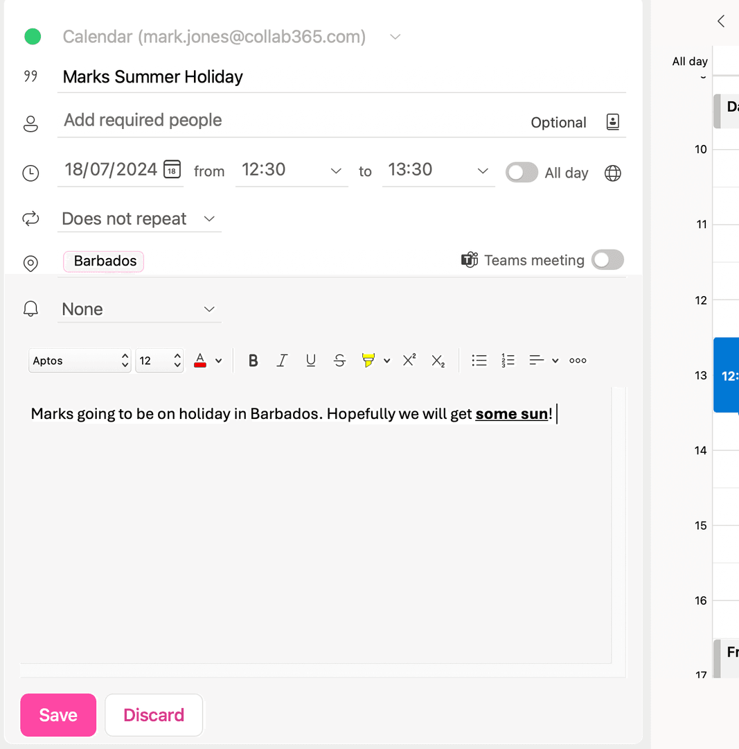 outlook calendar event from google calendar