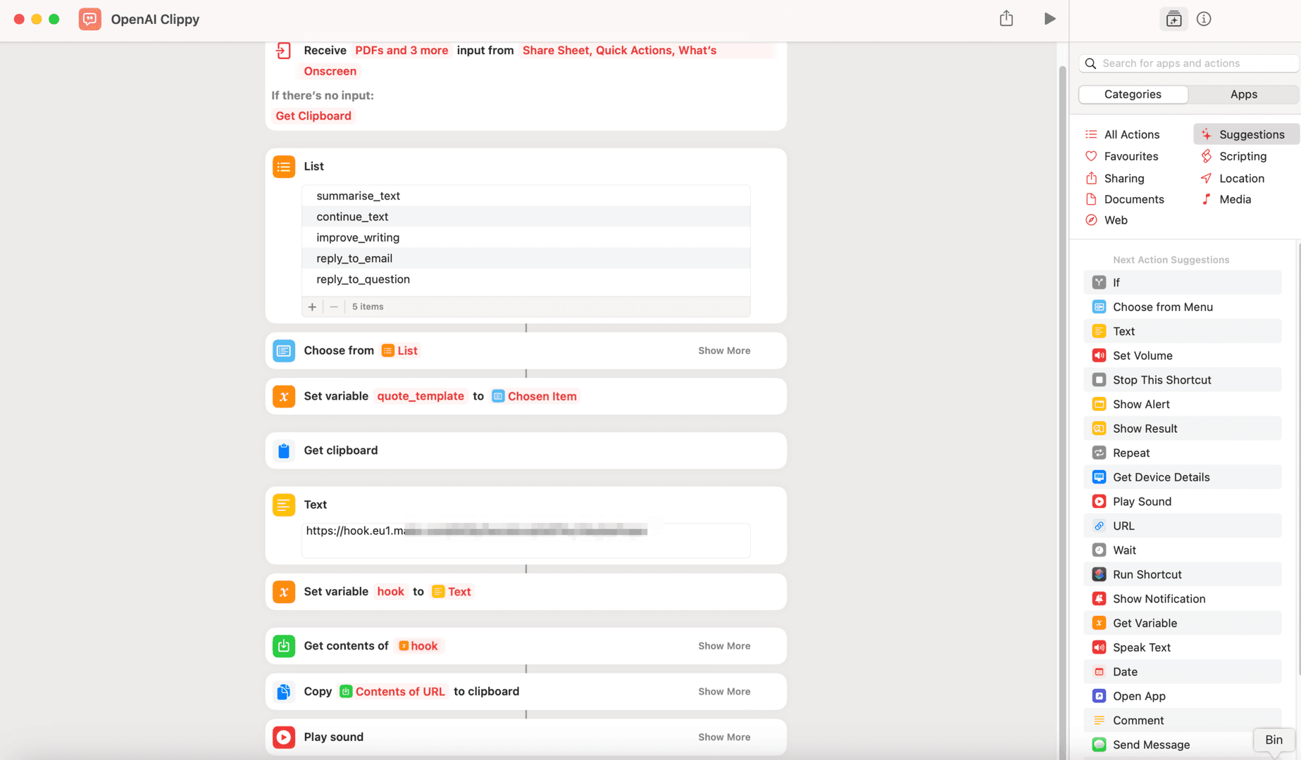 the frontend flow as an apple shortcut that can also be used on ios